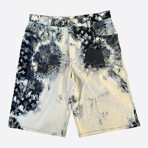 Louis Vuitton Blue Bleached Bandana Monogram Denim Shorts